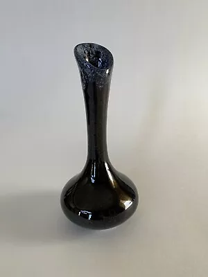 VTG Anna VAN BRIGGLE BUD VASE Art Pottery BLACK & WHITE Drip Glaze 7  Tall • $15