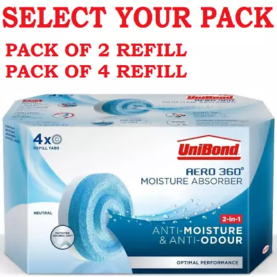 Unibond AERO 360° Moisture Absorber Neutral Refill Tab Pack Of 2- 4x 450g Tablet • £8.89