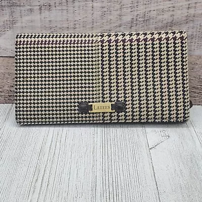 Ralph Lauren Women’s Trifold Wallet Woven Textile Houndstooth Beige Black • $17.99