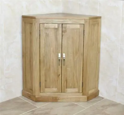 Cloakroom Corner Bathroom Vanity Unit Oak Top Cabinet | Medium Corner Storage Un • £375.06