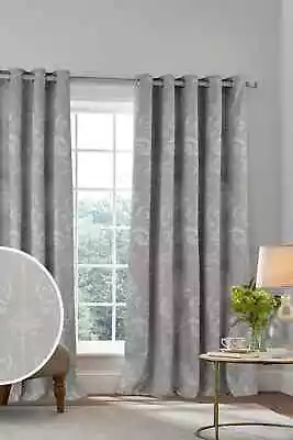 LAURA ASHLEY Josette Blackout EYELETS Curtains PAIR W168 DROP137CM STEEL GREY • £44.49