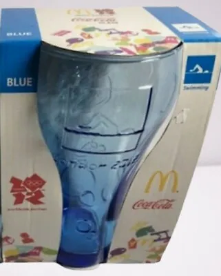 McDonald's Olympic Games 2012 Coca Cola Blue Tint Coke Glass Swimming NEW IN BOX • $15