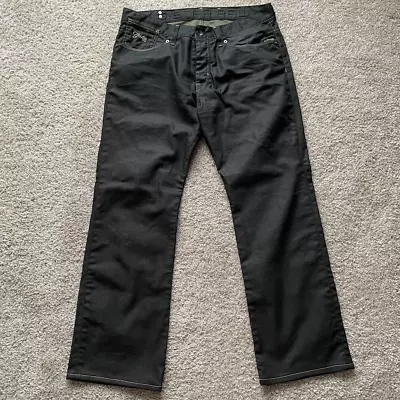 G Star Raw Jeans Mens 36X30 Black Denim Button Fly Coder Pants Straight • $40.77