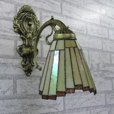 Vintage Tiffany Style Stained Glass Sconce Wall Lamp Light Single Light Bedroom • £49.99