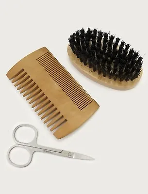 £8.50 • Buy Beard Grooming & Trimming Set Kit Brush Comb Moustache Scissors Wash Bag