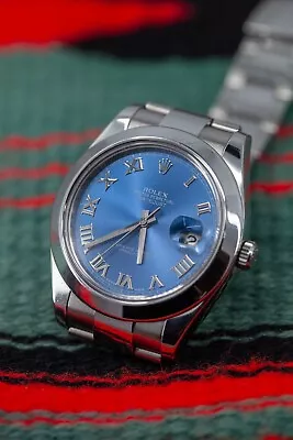 Rolex Datejust II 116300 Stainless Steel Blue Roman Dial Watch Oyster Bracelet • $9995