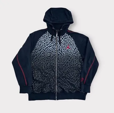 Nike Air Jordan Hoodie Sweatshirt Size XL Retro 3 Elephant Cement Full Zip Black • $74.88