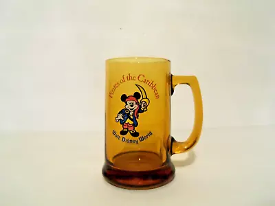 Walt Disney Pirates Of The Caribbean Amber Glass Beer Mug/Stein Mickey Mouse VTG • $15.99