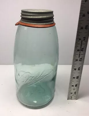 1900-1910 Antique Ball Mason Jar Blue Bubbles Seams W/Lid-Seal NICE! LOOK! • $19.95