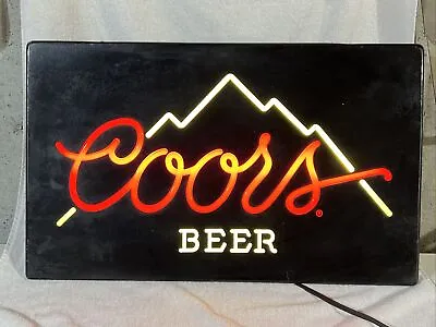 VINTAGE COORS BEER LIGHT UP SIGN FAUX NEON 15 1/2' X 26” • $69.95