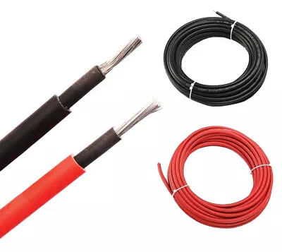 Solar Panel PV Cable 4mm / 6mm  H1Z2Z2-K Red / Black DC Rated Insulated Wire TUV • £5.99