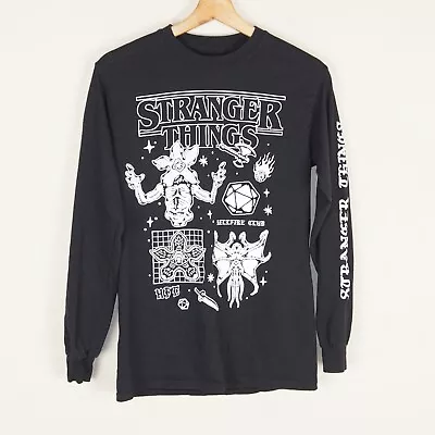 Stranger Things Black Hellfire Club Long Sleeve Upside Down T Shirt Sz S • $17.99