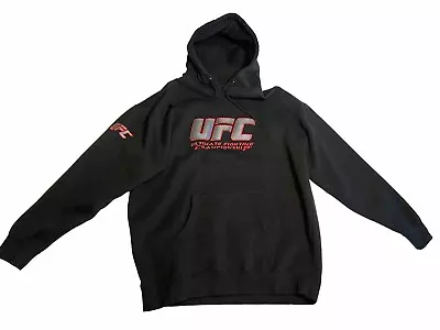Vintage UFC Ultimate Fighting Mens Hoodie Pullover Sweater Black Fleece Lined XL • $49.95