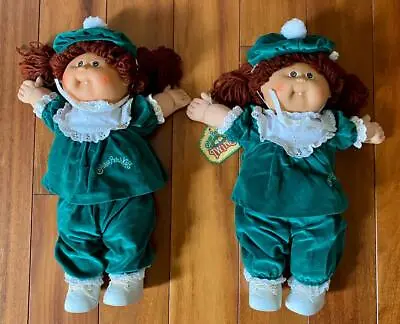 1984 Cabbage Patch Kids Twins Coleco 17  Twin Brunette Girls Brown Eyes • $129.99