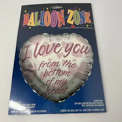 Love You From The Bottom Of My Heart Mylar Large Helium Balloon Vintage • $14