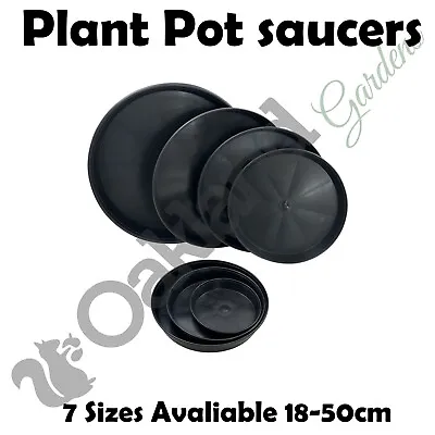 Plant Pot Saucers Round Black Deep Strong Plastic Base Water Drip Tray Saucer • £194.95