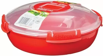 Sistema Microwave Round Plate Lunch Box Dish Plastic Container 1.3L BPA Free • £10.91