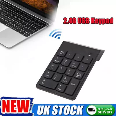 Wireless 2.4GHz USB Keyboard 18 Number Pad Numeric Keypad Keyboard For Laptop PC • £7.85