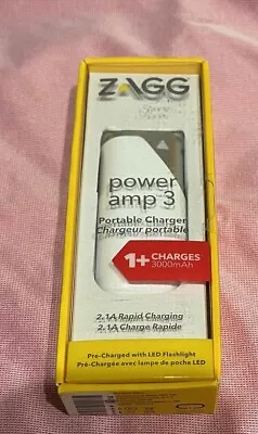 ZAGG Power Amp 3 Portable Battery/Charger/LED Flashlight 3000mAh White/SILVER • $10.99