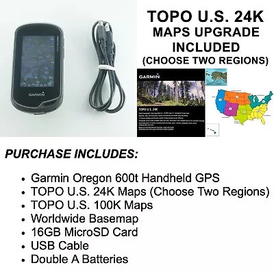Garmin Oregon 600t W/ Maps Upgrade TOPO US 24K High Detail Topographic 2 Regions • $199