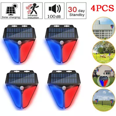 1-4x Solar Alarm Strobe Light Motion Sensor Waterproof Sound Security Outdoor US • $10.59