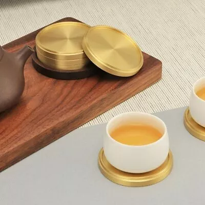 Round Brass Coaster Heat Resistant Cup Tray Teapot Pads Cup Mats  Dining Table • $15.14