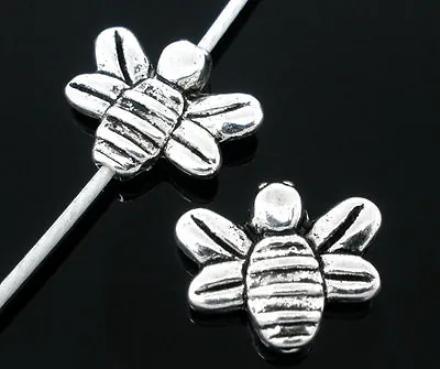 £2.75 • Buy 25 SILVER TONE HONEY/BUMBLE BEE CHARM/SPACER BEADS ~14x12mm~Jewellery~Jams (74F)