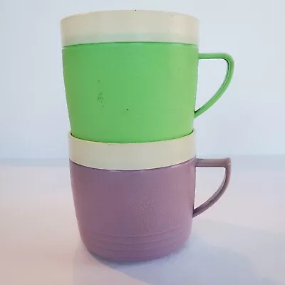 2 Vtg Bolero Sunfrost Therm-O-Ware Retro Insulated Coffee Mugs Purple Green  • $15