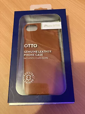 IPhone 6/7/8/SE Case - Otto: Genuine Leather Phone Case With 2 Card Slots- Brown • $20