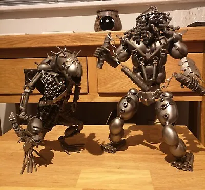 Pair Of Alien & Predator Style Metal Art Figures Scrap Metal  • £75