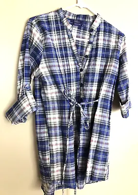 MILEY CYRUS Blue Plaid Dress  Size L • $18