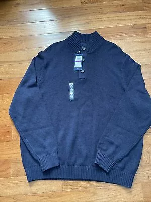 Izod Sweater Mens Size XXL Blue Button Collar Pullover Mock Neck New With Tags • $23