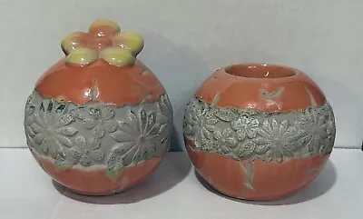 MayRich Co • Hand Crafted Pottery • 2 Pieces • Candle Holder & Decorative Sphere • £16.98