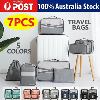 $1.49 • Buy 7X Packing Cubes Travel Pouches Clothes Luggage Organiser Underwear Storage Bags