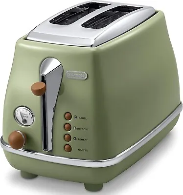 DeLonghi CTOV2003J-GR Pop-up Toaster ICONA Vintage Olive Green AC100V Gift New • $370.28