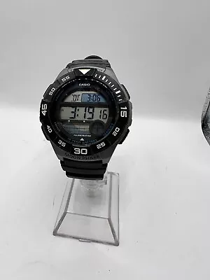 Casio Illuminator Watch Men Moon Phase Black 3473 WS-1100H Tide Graph 43mm • $22