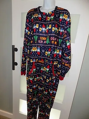 Wembley Funsie 1 Piece Christmas Pajamas Gnomes Chillin Gnomies Open Footed L/XL • $44.40