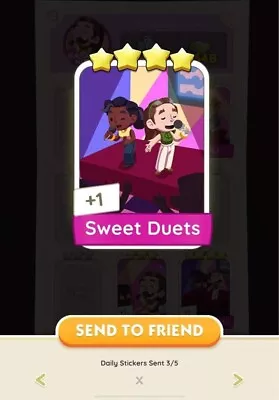 Monopoly Go - 4 Star Card 🌟🌟🌟🌟 - Set 9 Sweet Duets • $3.86