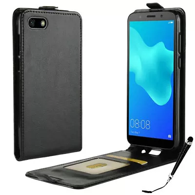 Black Leather Flip Case Cover For Huawei Y5 2018 + Stylus • $9.99