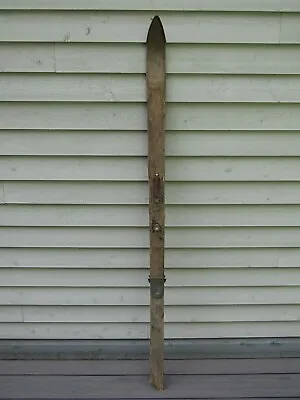 VINTAGE Old Wooden Single Snow Ski Yellow Back Measures 70  • $19.98