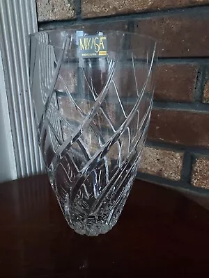 Mikasa Olympus Swirl Crystal Vase Yugoslavia  8.5 Inches READ FLAW! • $14