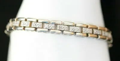 VTG Sterling Silver 7  Ross Simmons Diamond Link Bracelet Solid 925 Silver 21.2g • $79.99