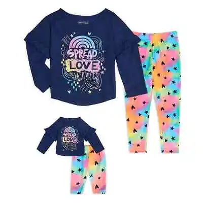 Girl 4-14 And 18  Doll Matching Love Pajamas Pajama Outfit Fit American Girl • $26.99