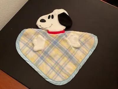 Vintage Knickerbocker Snoopy Plaid Satin Baby Security Blanket Peanuts RARE • $99.99