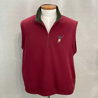 Orvis Men's Burgundy Red Golf Classic Vest XL Pullover 1/3 Zip Fleece Lined • $64.23