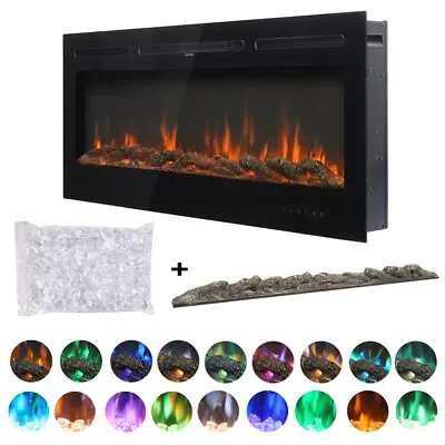 Electric Fire 50 Inch LED Insert Wall Hung 9 Colours Flame With Remote Control • £279.95