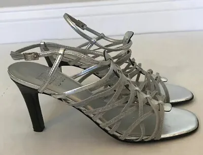 Mootsie Tootsies Collection Silver High Heel Strappy Stretch Shoes Size 6 • $12.99