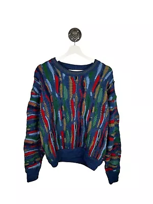 Vintage Limnos 100% Wool Coogi Style Abstract 3D Knit Sweater Size Medium • $75