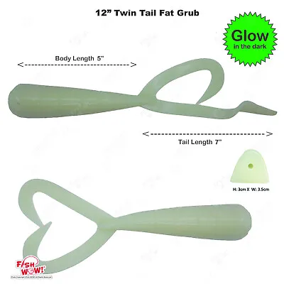 Glow 12  (with Tail Extended) Twin Tail Perch Grub Fat Thick Scampi Big Game Lot • $19.88