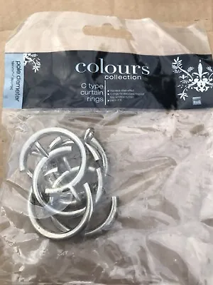 COLOURS B&Q 6 Pack Stainless Steel Effect C Rings Curtain Rings Size 19mm BNIP • £4.99